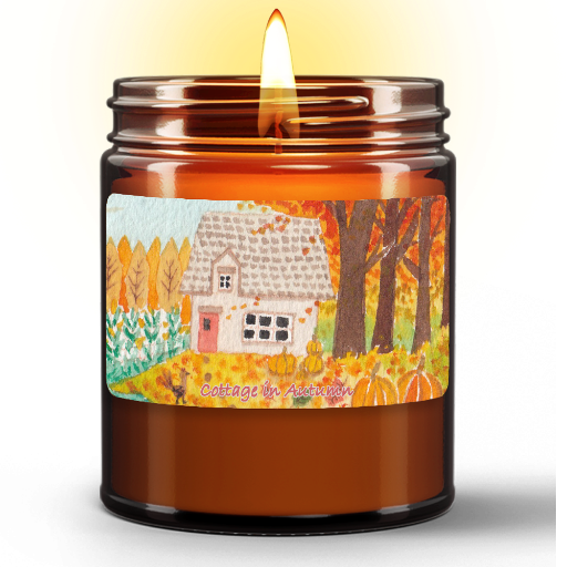Cottage in Autumn | Essential Oil Candle in Amber Jar (9oz)