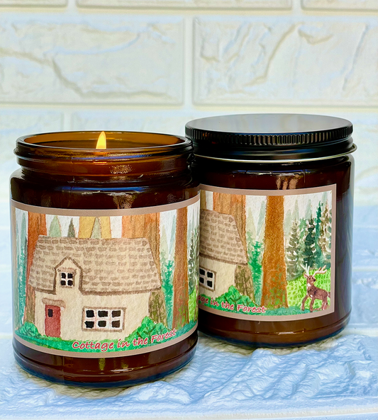 Cottage in the Forest | Essential Oil Candle in Amber Jar (9oz)