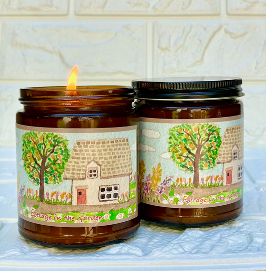 Cottage in the Garden | Essential Oil Candle in Amber Jar (9oz)