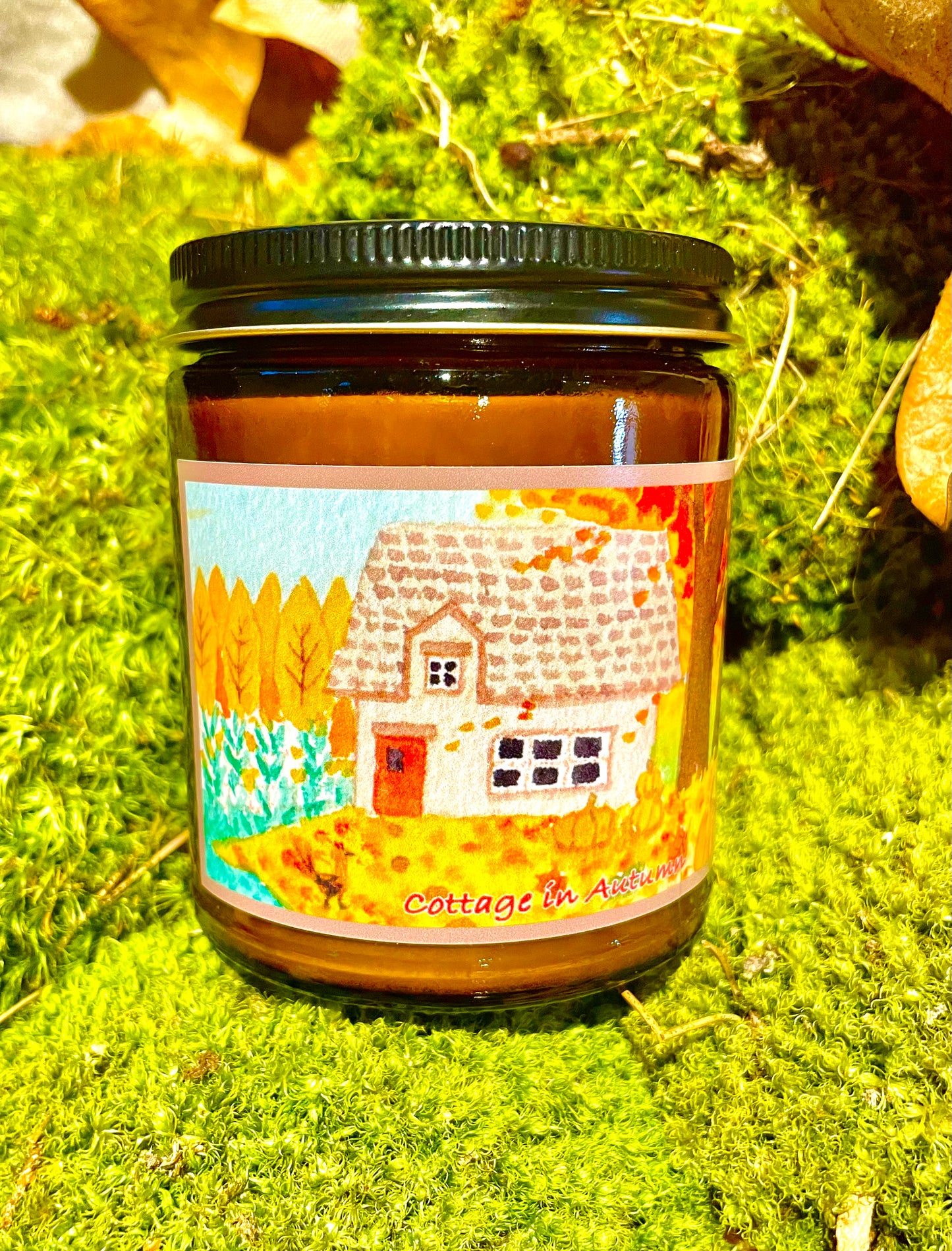 Cottage in Autumn | Essential Oil Candle in Amber Jar (9oz)