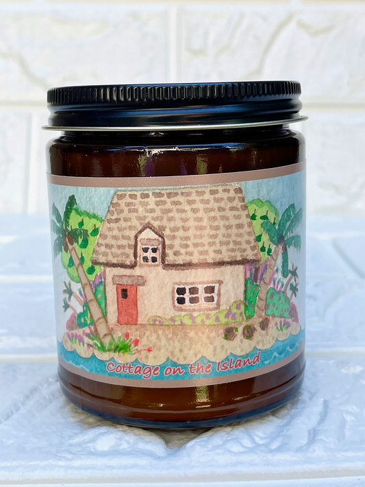 Cottage on the Island | Essential Oil Candle in Amber Jar (9oz)