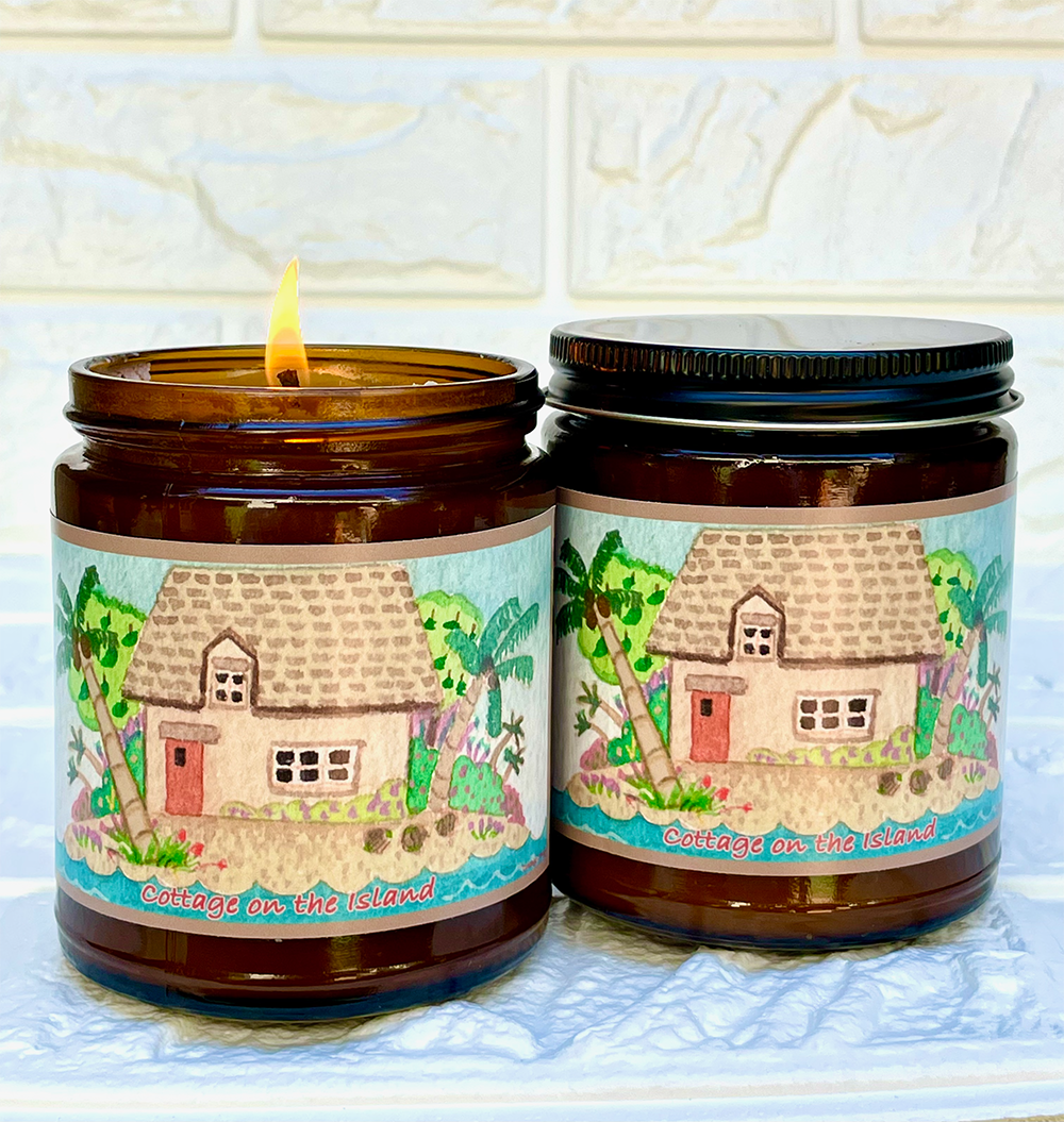 Cottage on the Island | Essential Oil Candle in Amber Jar (9oz)