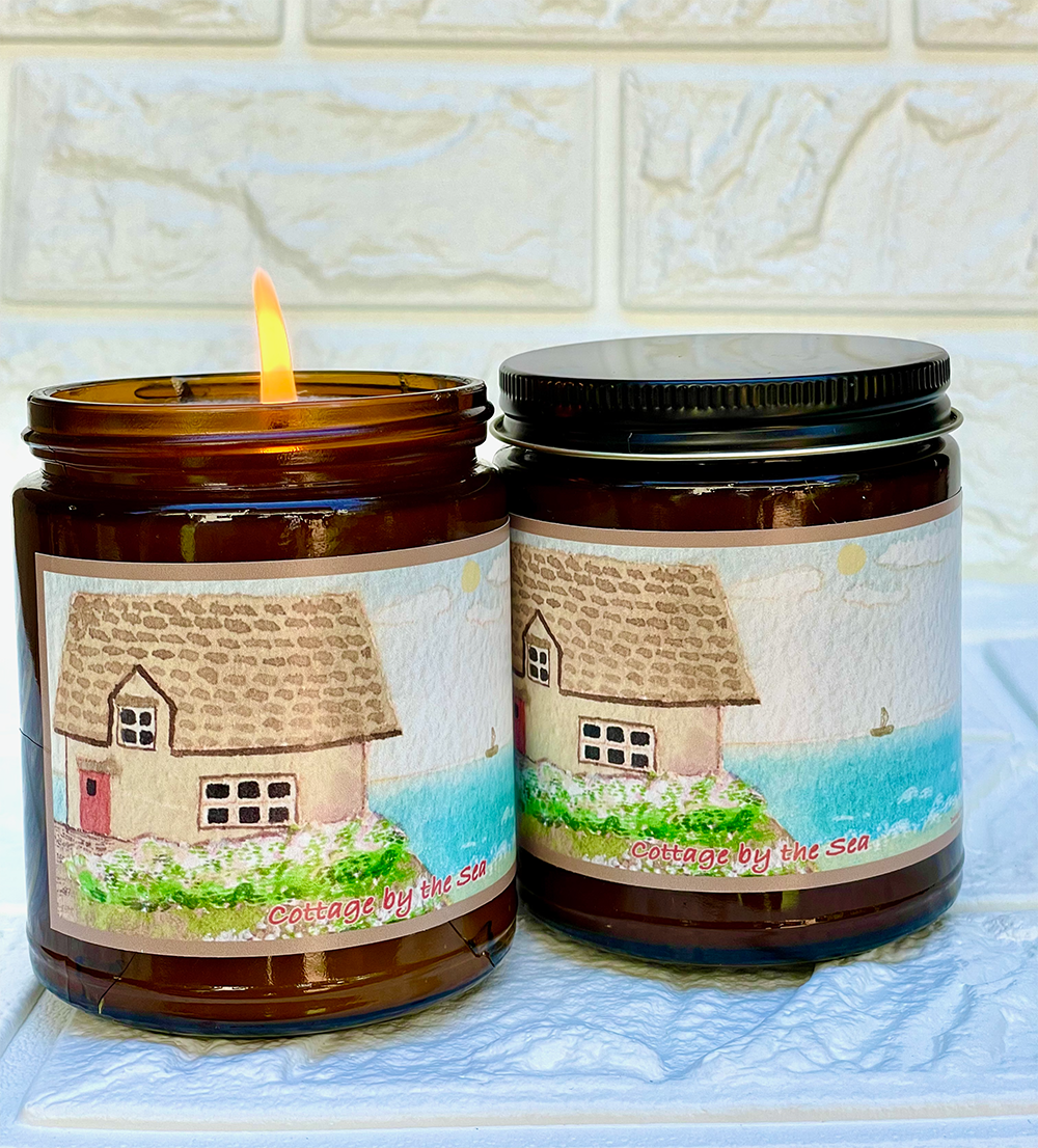 Cottage by the Sea | Essential Oil Candle in Amber Jar (9oz)
