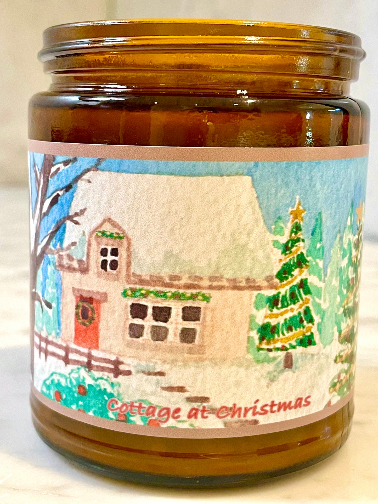 Cottage at Christmas | Essential Oil Candle in Amber Jar (9oz)